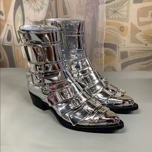 ALEXANDER MCQUEEN Punk Silver Buckle Strap Ankle Boots SO COOL!!!